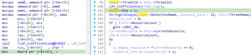 Figure 4: A field of QuarantineEntrySection1 always being set to the value of 1.